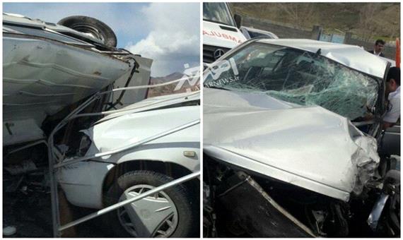 تصادف زنجیره ای 4 دستگاه خودروی سواری در جاده اهر- تبریز